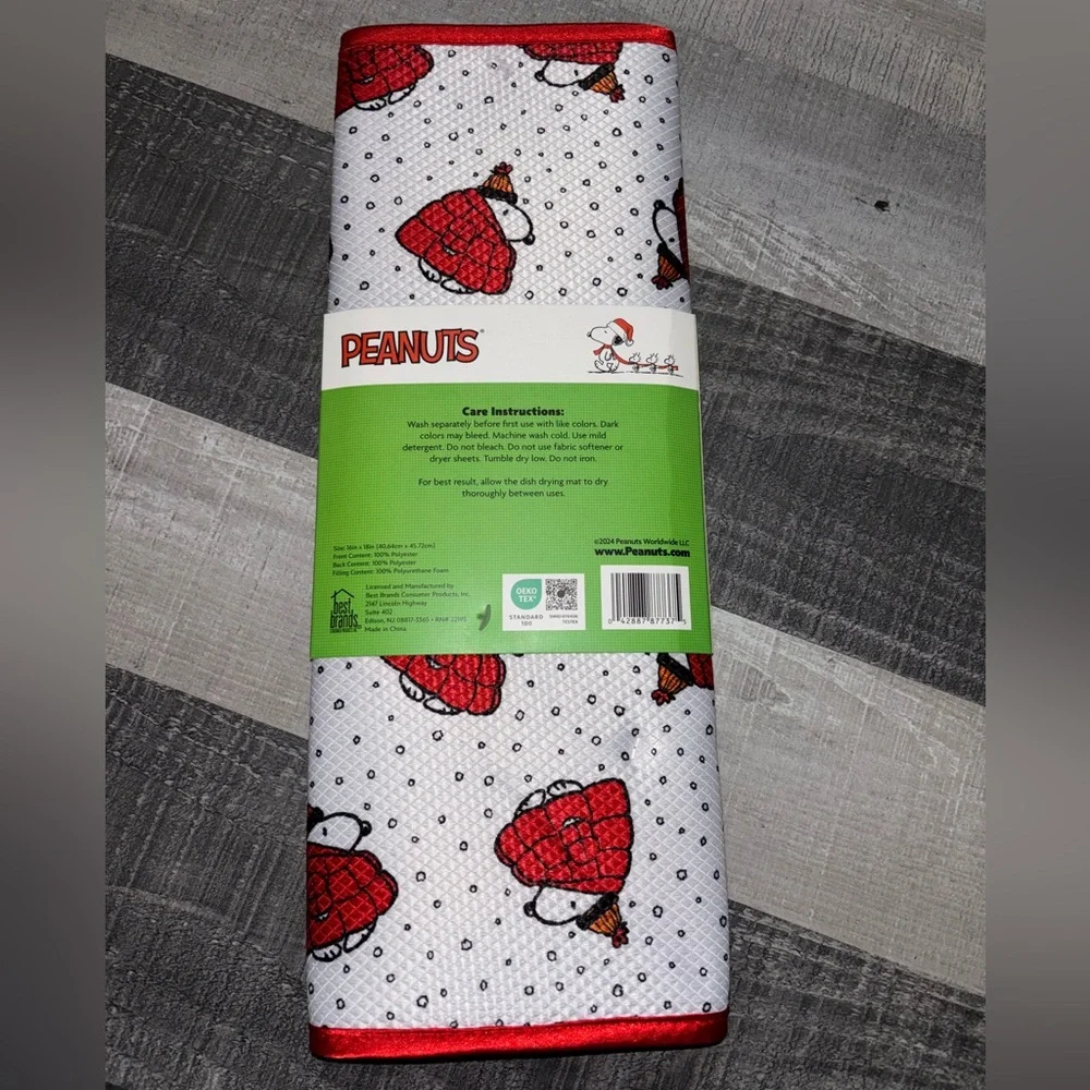 ❄️NEW Peanuts Snoopy Red White Dish Mat